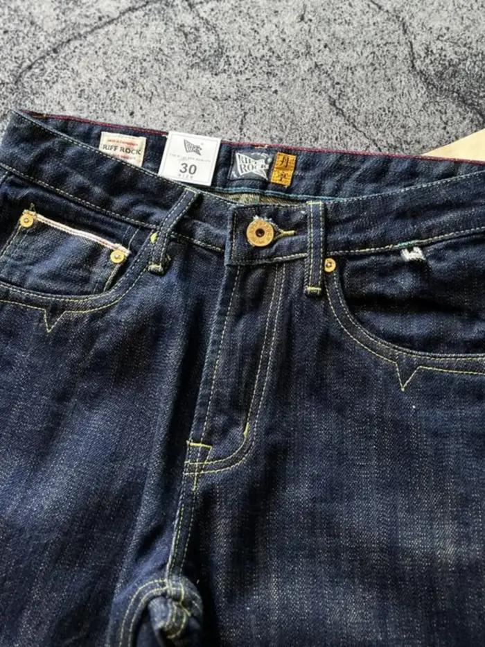 Jean Délavé en Denim Indigo pour Homme, Pantalon Droit Décontracté, Vintage Américain, 100% Coton, S