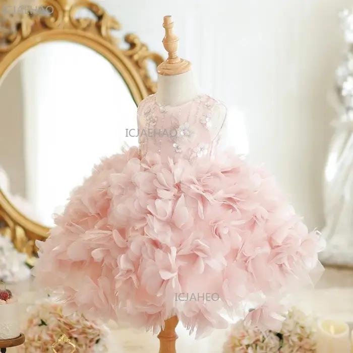 Robe de cérémonie rose pour filles, idéale pour le premier anniversaire, les demoiselles d'honneur,