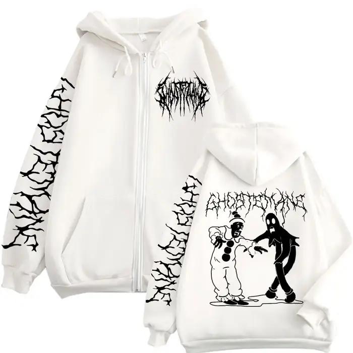 Sweat à capuche imprimé Ghostemane avec fermeture éclair, métal Rock Pop Music, sweat-shirt à capuch