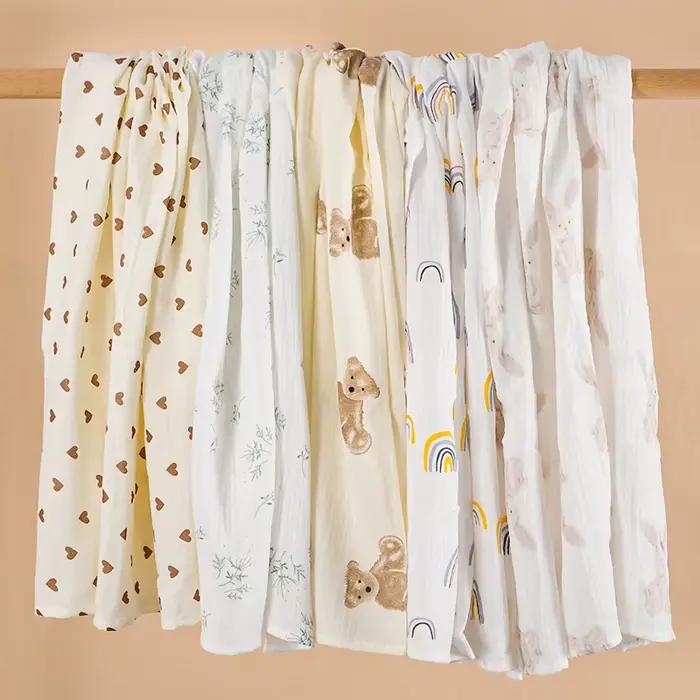 Ins – couverture d'emmaillotage en mousseline pour bébé, 2 couches de coton, pour nouveau-né, servie