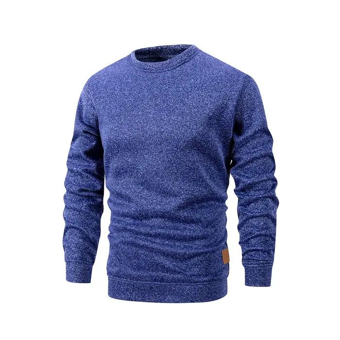 Pull en tricot à manches longues pour hommes, couleur unie, col rond, chaud, décontracté, ample, vêt