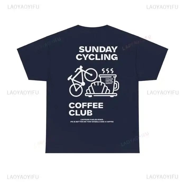Dimanche cyclisme café Club graphique t-shirts unisexe femme homme été vélo haute qualité coton T-sh