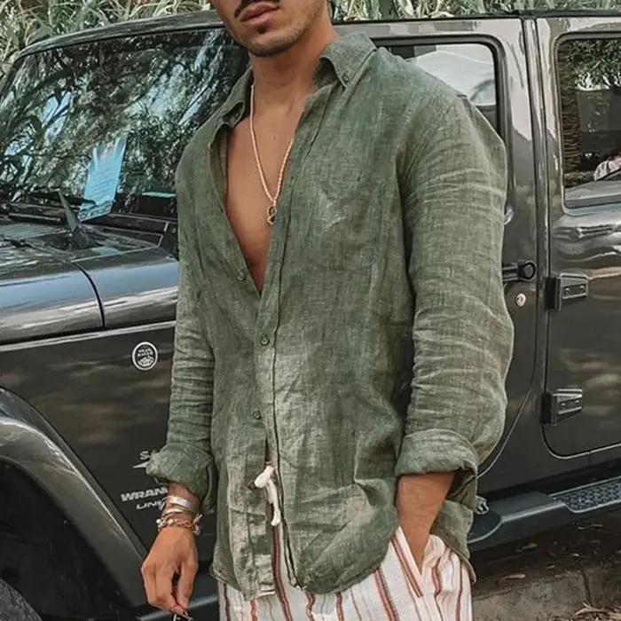 Chemise homme manches longues coupe régulière hommes décontracté surdimensionné ample simple boutonn