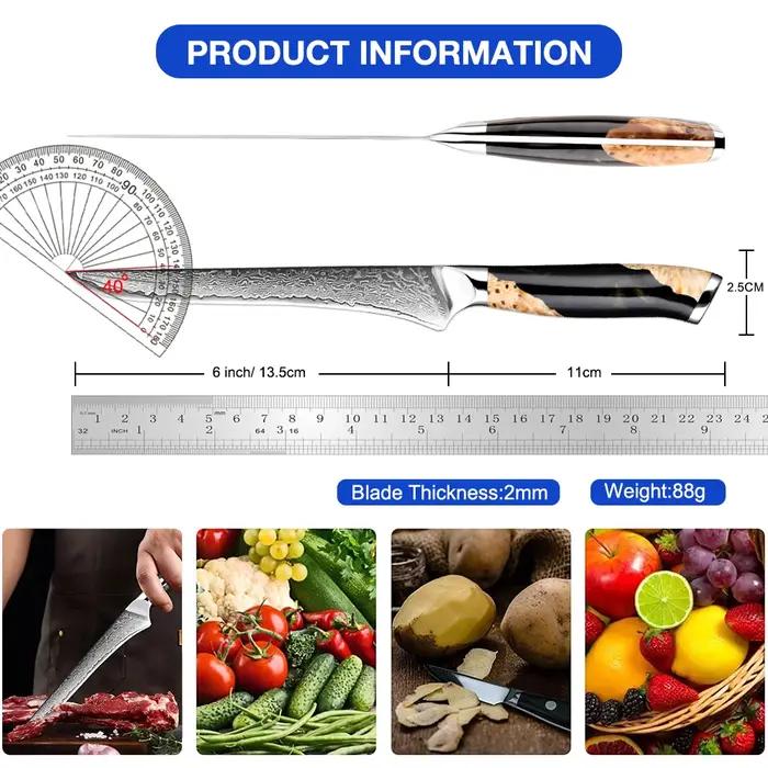 Couteau de Chef pour désosser (filet), 6 pouces, meilleur damas japonais VG10 en acier 67 couches, c