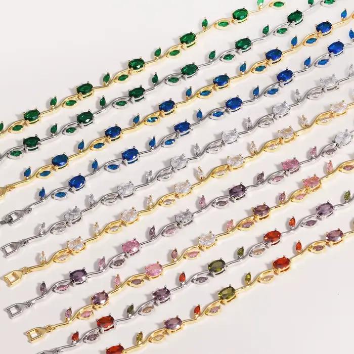 Bracelets de marque en zircone cubique pour femmes, bijoux de mariée, demoiselle d'honneur, cadeau p