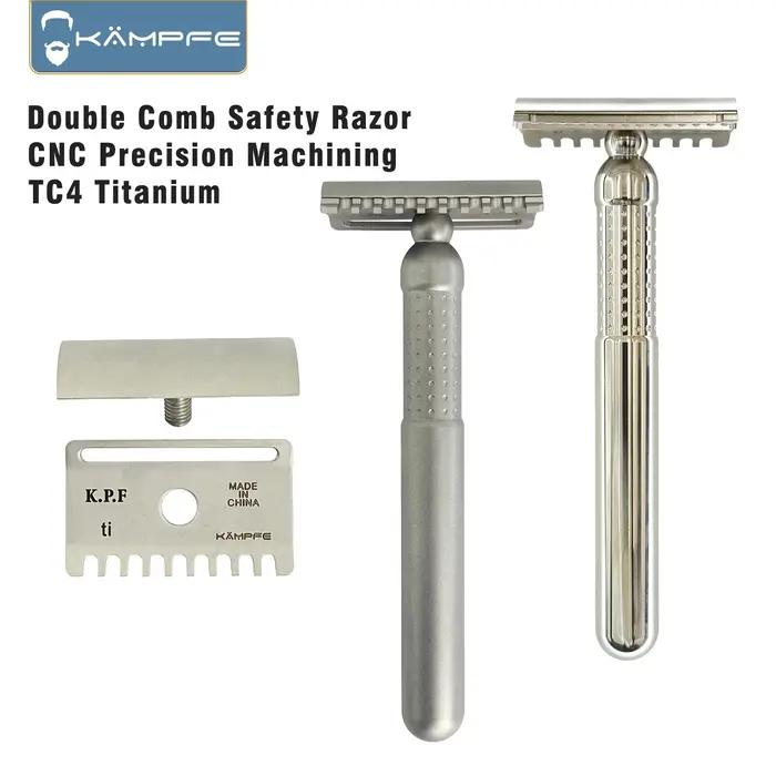 Rasoir de sécurité à double lame en titane KAMPFE TC4, usinage de précision CNC, cadeau pour petit a