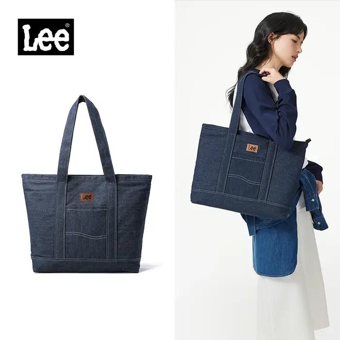 Sac fourre-tout unisexe LEE en toile et cuir avec fermeture éclair, sac à main décontracté en jean p