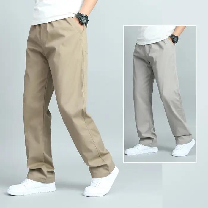 Grande taille hommes décontracté coton pantalon coupe ample pantalon droit Multi poche grand homme p
