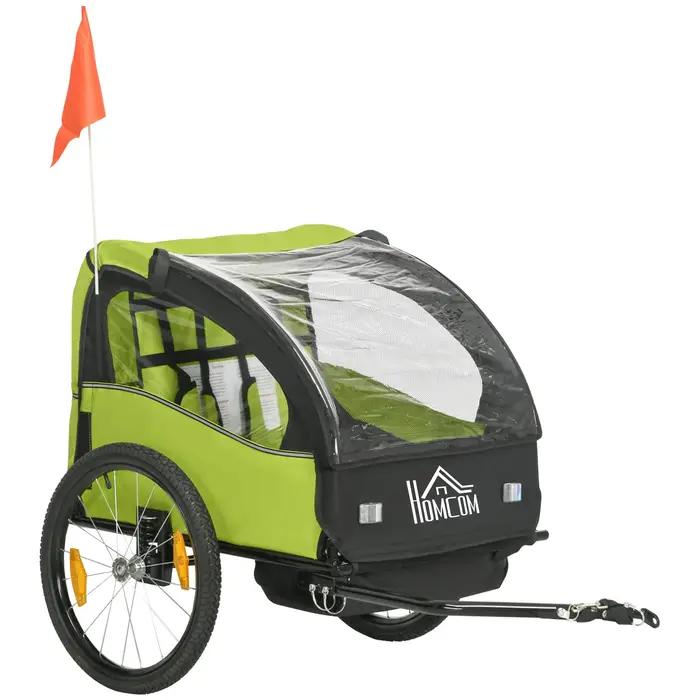 Remorque de vélo Homcom pour enfants +18 mois avec 2 sièges 140X88X90 cm