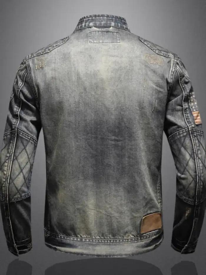 Veste en jean à glissière pour hommes, vêtements de motard à la mode, mode rétro décontractée, équit