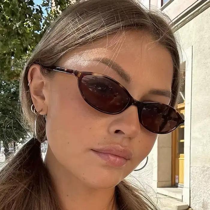 Lunettes de soleil ovales à petite monture pour femmes, nouveau Style rétro, Sexy, marron, tendance,