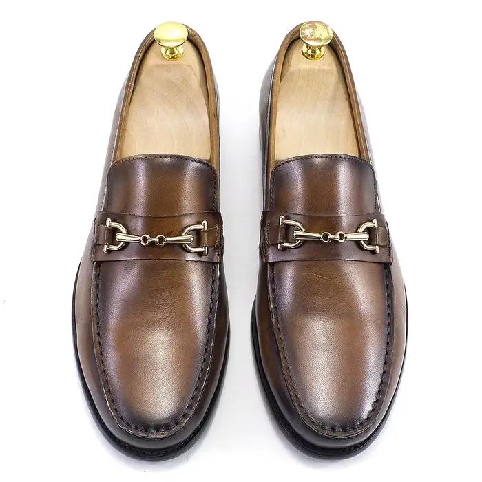 Mocassins en métal de style italien classique pour hommes