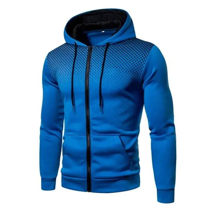 Sweat à capuche zippé pour hommes poche à pois imprimé sweat à capuche Sport extérieur décontracté c