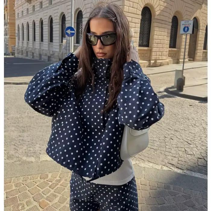 MUJER à pois Bomber vestes pour femmes surdimensionné Demi-saison veste pour femmes mode hiver mante