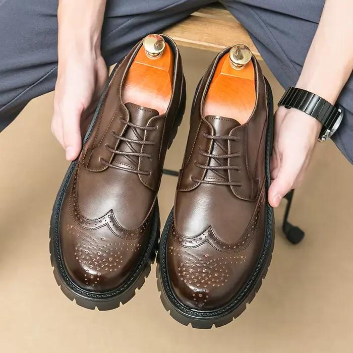 Chaussures Oxford à fond épais de marque de luxe, chaussures de sécurité d'extérieur à lacets, chaus