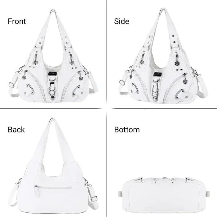 Sac à main vintage noir grande taille Angel Kiss pour femme, sac à bandoulière tendance, sacoche à p