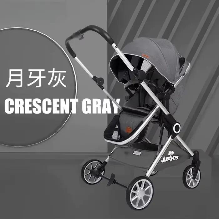 Poussette bébé bidirectionnelle à vue élevée, peut s'asseoir ou s'allonger, pliable et légère pour l