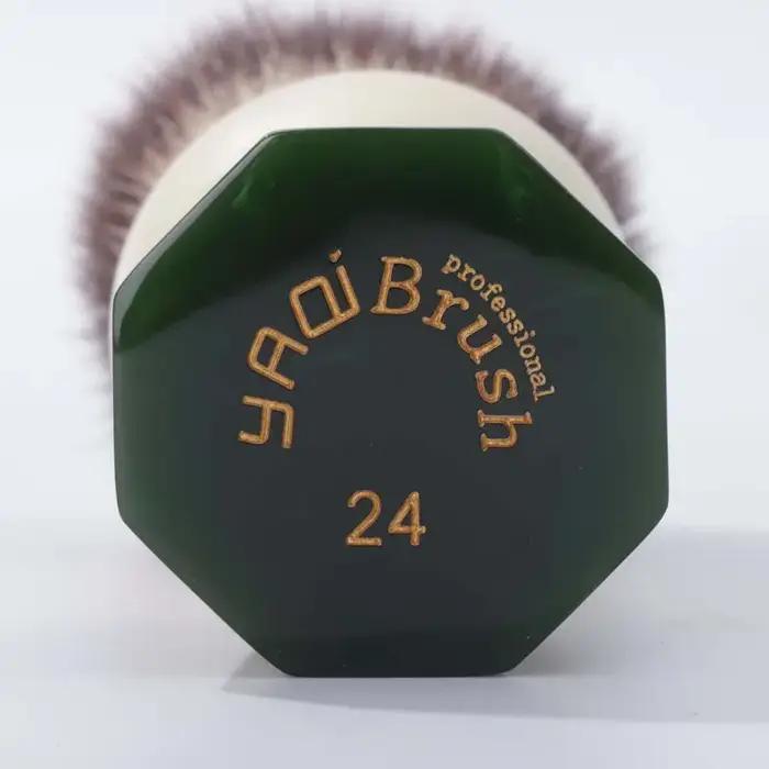 YAQI – brosse de rasage pour hommes, cheveux synthétiques en obsidienne verte humide