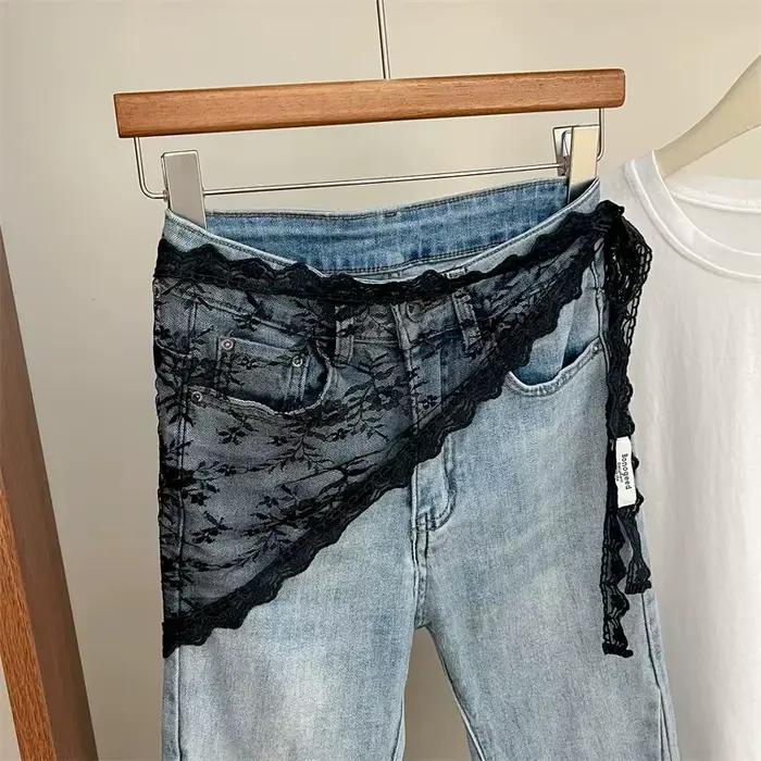 Ceinture brodée en dentelle de Style coréen, avec écharpe détachable, accessoire de superposition po