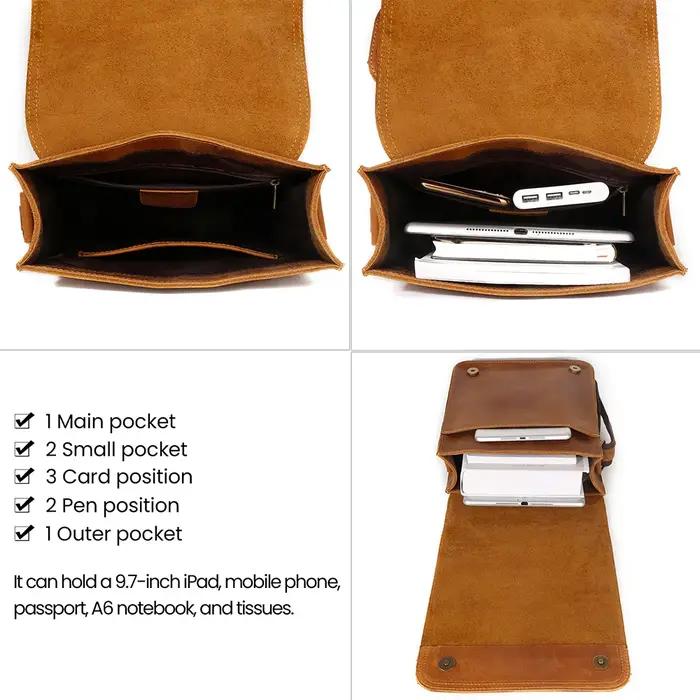 JOYIR petit sac messager en cuir véritable pour hommes sac à bandoulière à rabat décontracté sac à b