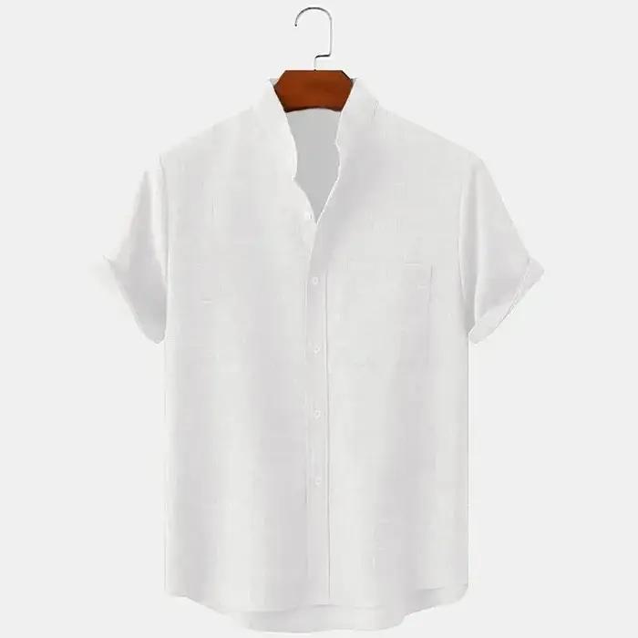 FEGKZLI Chemise en lin 100% coton à manches courtes pour hommes Chemises de plage amples surdimensio