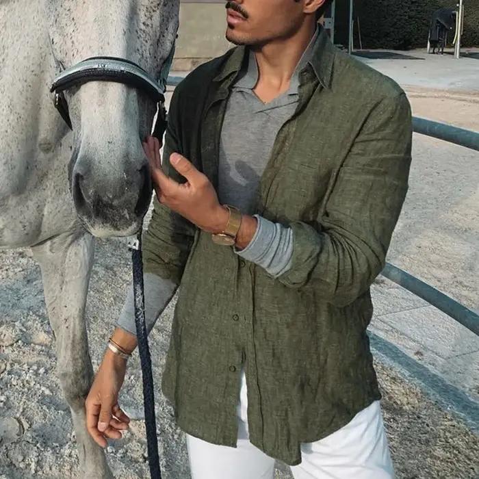 Chemise homme manches longues coupe régulière hommes décontracté surdimensionné ample simple boutonn