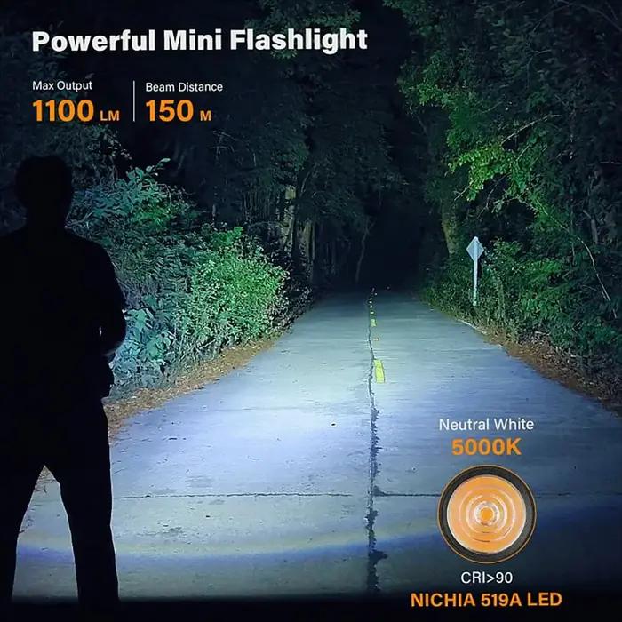 Sofirn SC13 519A 5000K Mini lumière LED puissante LED 1100lm 18350 lampe de poche Rechargeable avec