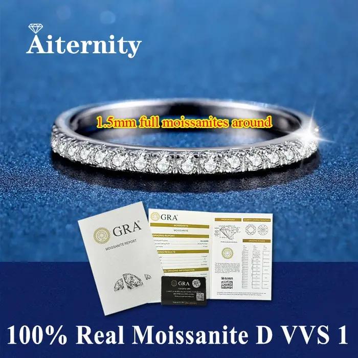 Stylo testeur de diamant Moissanite pour femme, anneau à queue unique, bracelet de mariage assorti e