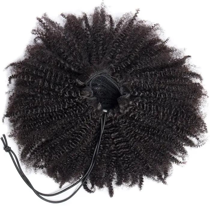 Alibele-Extensions de Cheveux Humains Crépus Bouclés Afro, Queue de Cheval Longue à Clips, 10-28 Pou