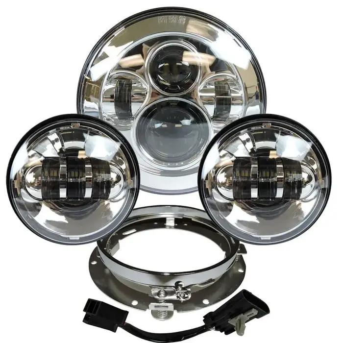 Pour Harley 7 "projecteur Led Moto phare + 4 1/2 antibrouillard feux de croisement pour Touring Elec