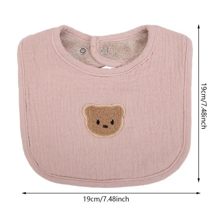 Bavoirs en mousseline de coton pour bébé, ours mignon, serviette de salive, poches absorbantes en U,