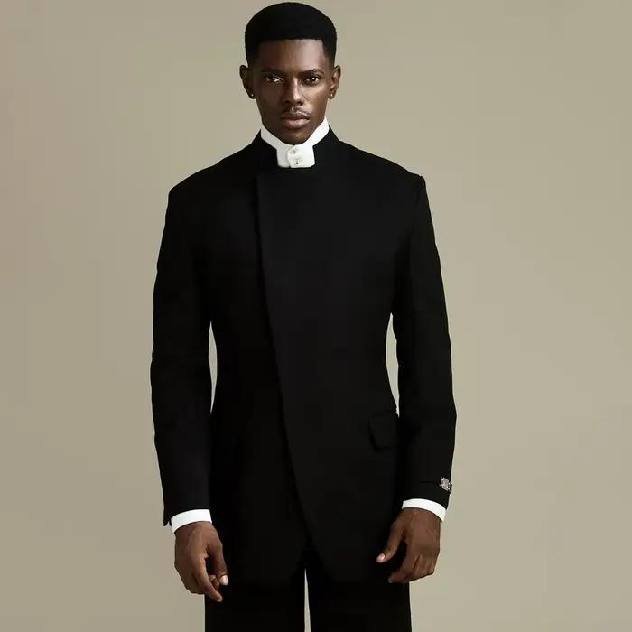 Costume Homme Noir Élégant 2 Pièces Veste et Pantalon Tenue Formelle Simple Boutonnage Revers Droit