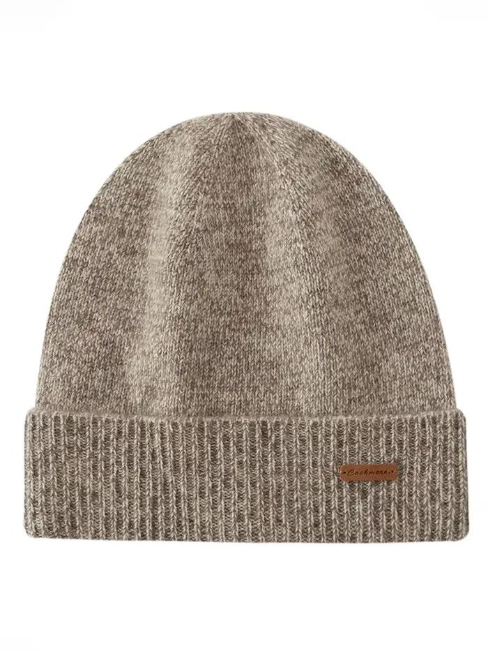 Chapeau tricoté de luxe en cachemire 100% pour hommes et femmes, unisexe, chaud, décontracté, couleu