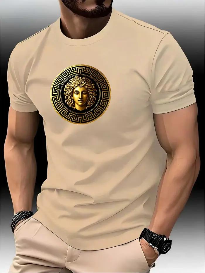 T-shirt de course à col rond pour homme, haut fin, impression artistique, séchage rapide, manches co