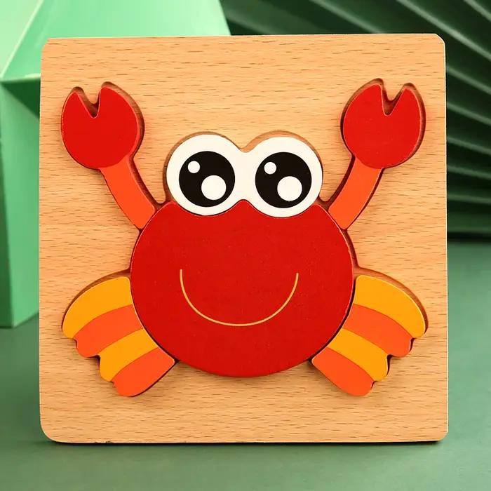 Puzzle 3D en bois de haute qualité pour bébé, dessin animé, trafic d'animaux, jeu de Cognition d'app
