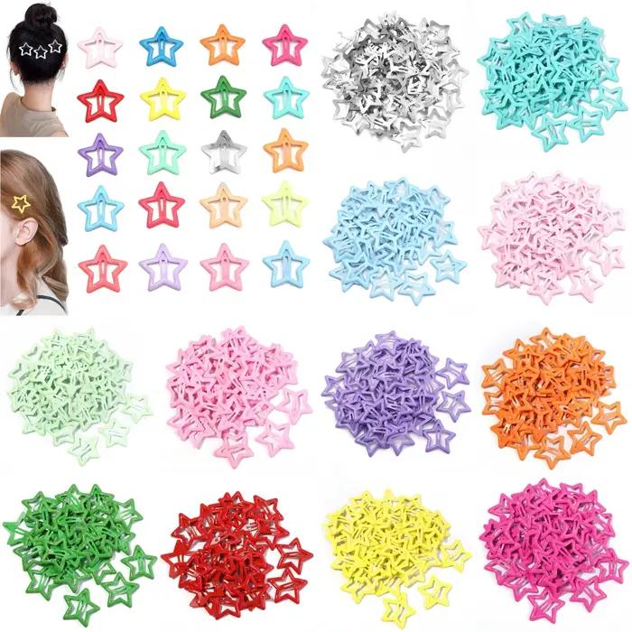 Pinces à cheveux étoiles colorées en métal, 50 pièces/lot, pinces à cheveux Dopamine BB pour cheveux
