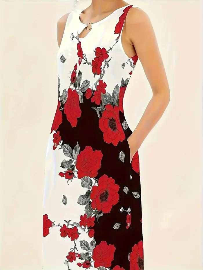 Robe longue sans manches imprimée de style européen et américain, grande taille, pour femmes, robe l