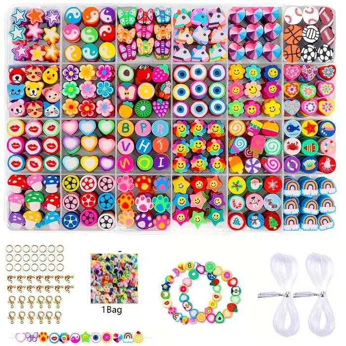 Ensemble de perles en argile polymère, 15 à 24 grilles, Kit de perles d'imitation de lettres, perles