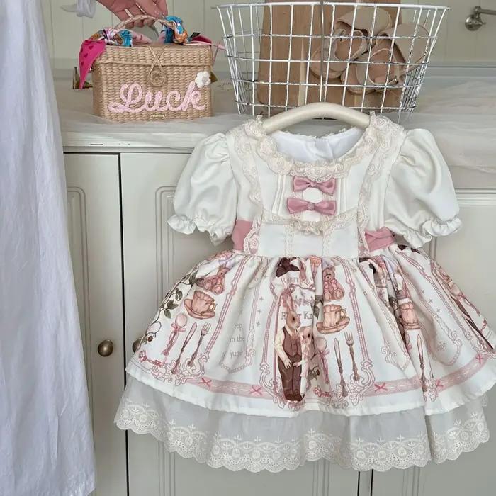 Robe d'été pour filles, nouvelle collection, manches bouffantes, princesse, style féerique, ours lol
