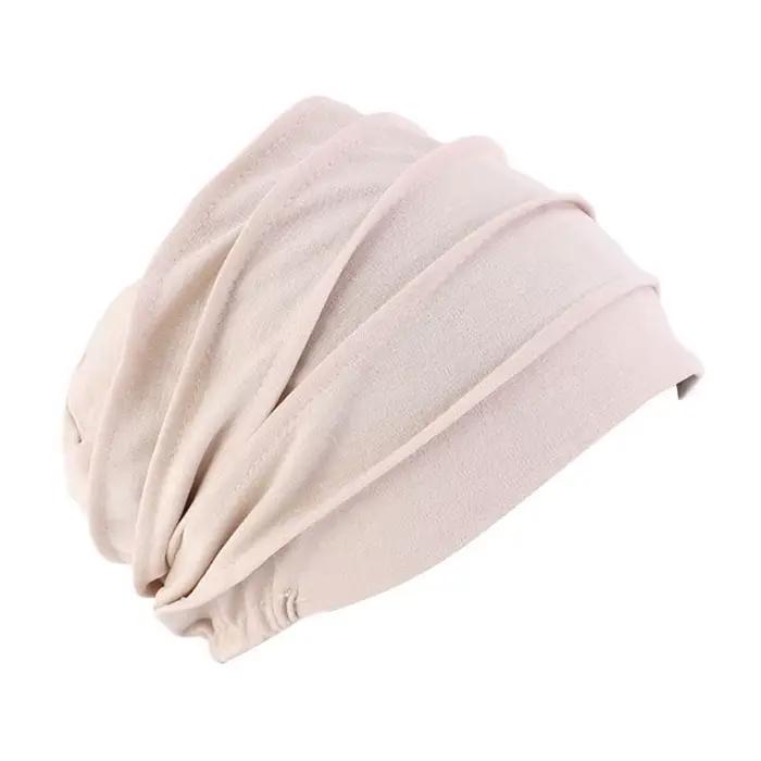 Femmes coton Slouch Bonnet chimio casquette couleur unie Bonnet intérieur Hijabs casquette musulman