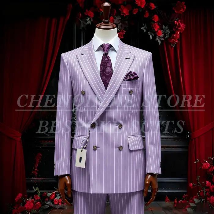 SILIWEYA – costumes d'affaires à Double boutonnage pour hommes, élégant, revers, coupe cintrée, vête