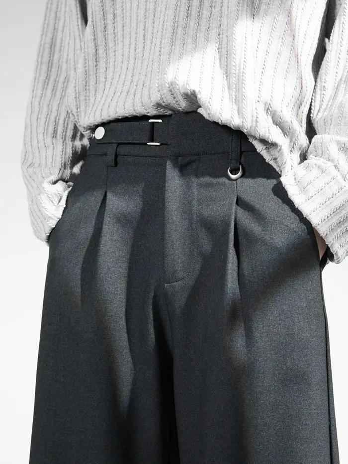 Pantalon drapé rétro pour hommes, taille réglable, décontracté, plissé, respirant, doux, jambe droit