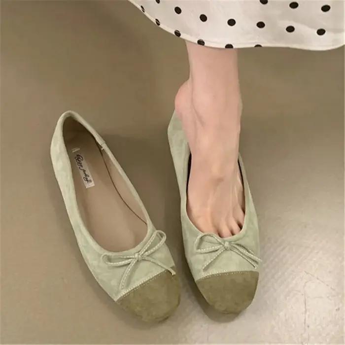 Bailamos 2026 – Nouvelles Ballerines Décontractées pour Femmes en Velours Doux, Élégantes, à Bout Ro