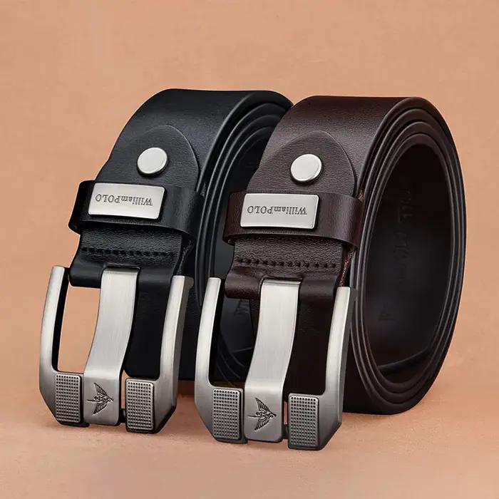 Ceinture décontractée pour homme, ceinture en cuir de vachette à boucle à ardillon tendance, ceintur