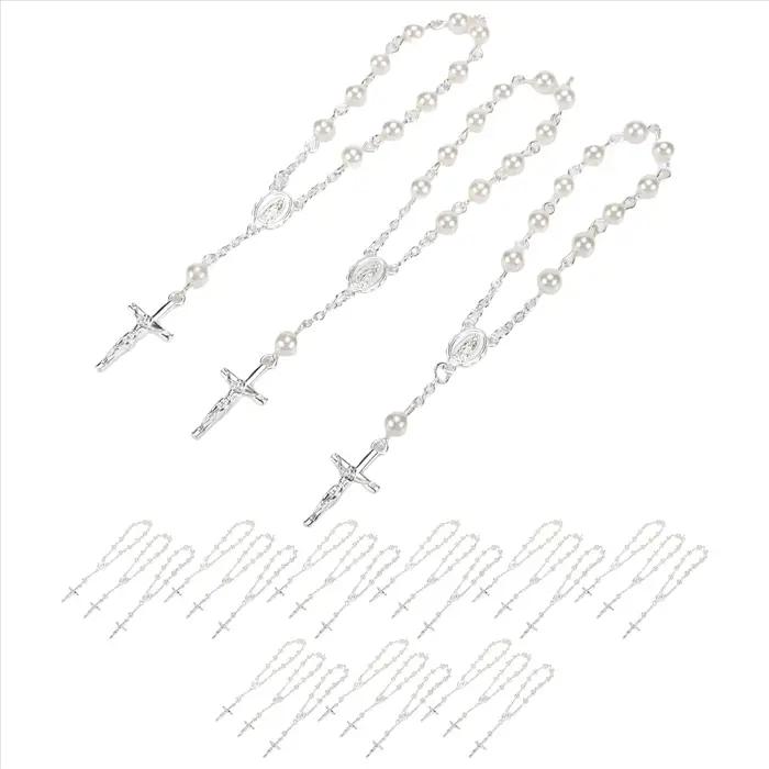 Chapelet de baptême en fausses perles, 30 pièces, pour communion