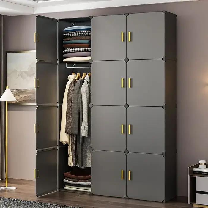 Armoires pliables en plastique, armoire simple, assemblage de vêtements, armoires robustes, commodes
