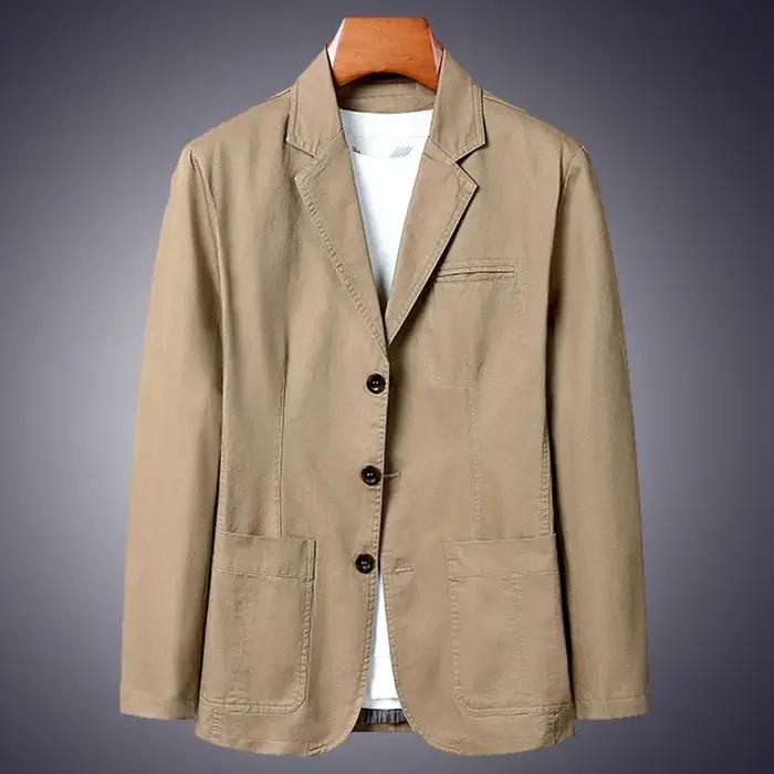 Blazer hommes 2025 mode affaires couleur unie coupe ajustée travail décontracté coton coréen manteau