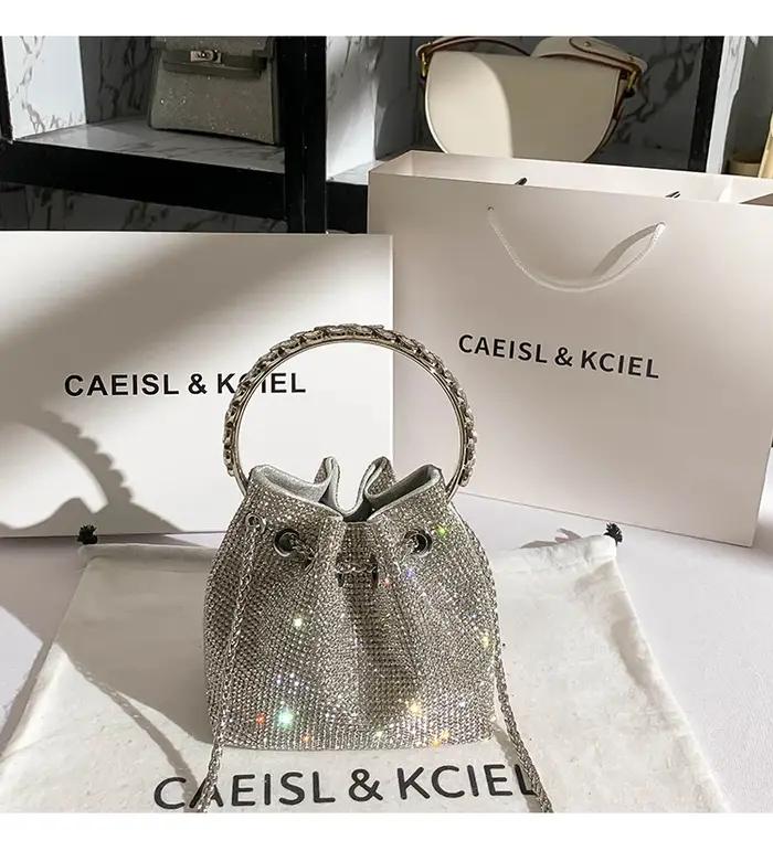 Sac à Main de Luxe avec Strass et Diamants pour Femme, Pochette de Soirée, à Paillettes Brillantes,