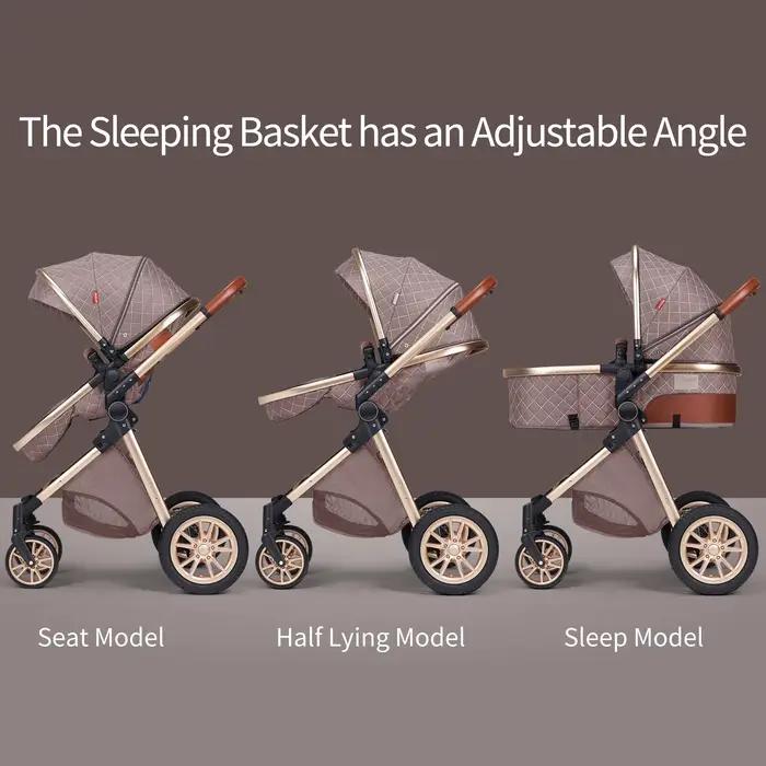 Système de voyage pour bébé 3 en 1 haut de gamme : poussette à siège réversible, design pliable pour