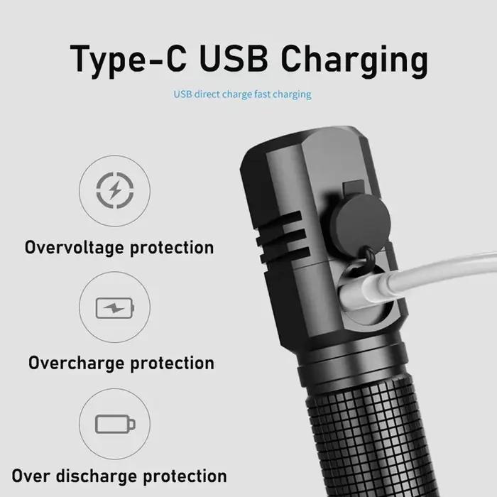 10000 Lumens Mini lampe de poche LED puissante XHP50 batterie intégrée 3 Modes Usb lampe de poche Re